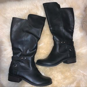 Women’s Tall Black Leather Wide Calf Boots